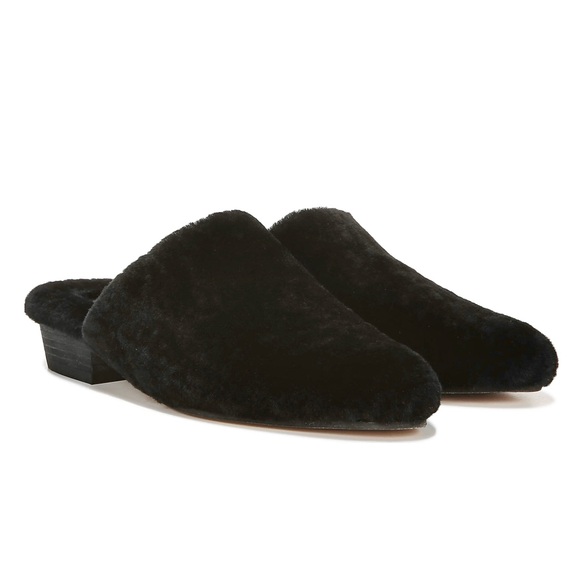 VINCE Gaia Genuine Shearling Mule in Black - Picture 1 of 10